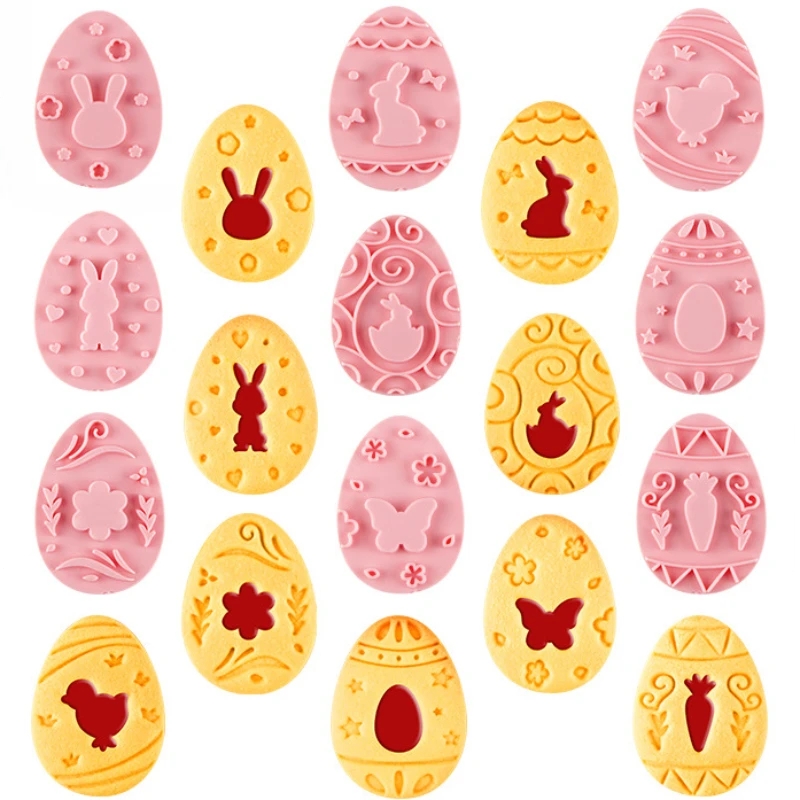 Bunny Cake Mold - 3D-Keksform, DIY-Hasenform, Oster-Keksausstecher, Cartoon-Design, Eier-Keksstempel für